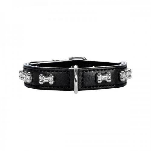 Mühlan Zoobedarf Hunter Halsband Modern Art Bone Mini Nickel schwarz 24 cm, Hundhalsbänder, Erziehungshalsband