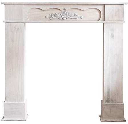 Rebecca Mobili Camino decorazione, caminetto bianco, legno, stile retro, per soggiorno, idee casa - Misure 99 x 104 x 21 cm (HxLxP) - Art. RE4865