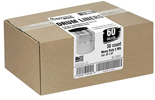 Ultrasac UL 55 GAL-50 Drum Liners, 55 gal, Black (Pack of 50)