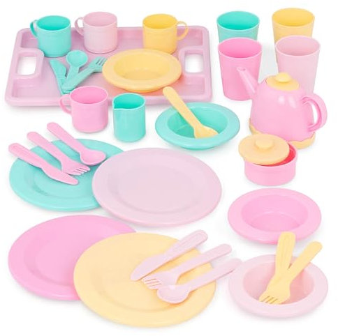 Battat- Dishes Wishes Dinnerware Disney Giocattoli per Bambine-Role Play, Multicolore, Small, BT7250Z