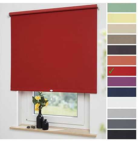 Liedeco® Rollo, Spring-, Schnapprollo / 202 x 180 cm (Breite x Höhe), rot/Verdunkelnd, Abdunkelnd, Blickdicht/viele Farben, Größen und Typen/Breiten 60-200 cm/Variable Montage möglich