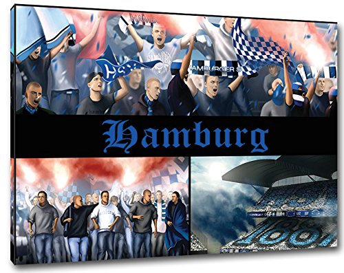 Ultras Hamburg Format: 80x60, Bild auf Leinwand XL, fertig gerahmt