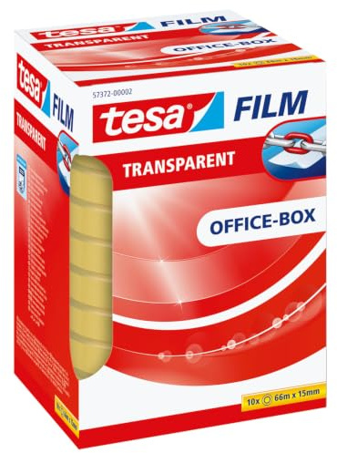 tesa tesafilm Transparent Klebeband - 66 m x 15 mm - 10 Rollen | Klarer Klebefilm mit starker Haftung - alterungsbeständig und reißfest - beständige, universell einsetzbare Klebefilmrollen