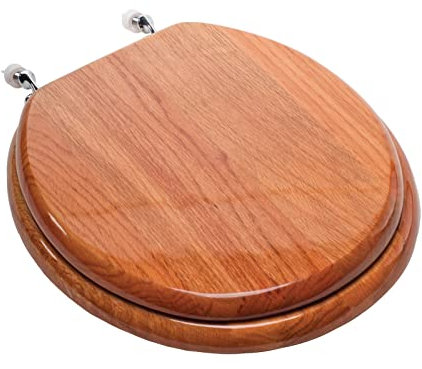 Comfort Seats C1B1R-17CH Abattant WC design en bois massif avec charnières chromées, rond Chêne