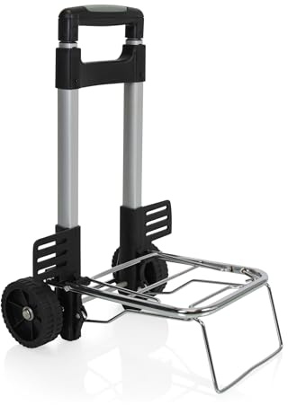 PICNIC TIME Folding Trolley with Telescope Handle, 38 Tall Lightweight Dolly Cart with Wheels for Moving, 77 lbs Capacity Hand Truck Dolly, Trolley Cart and Folding Hand Truck, (Silver)