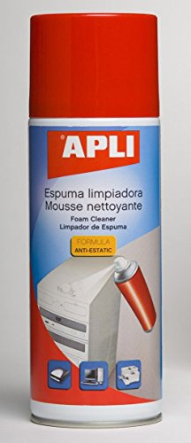 APLI 11300 - Espuma limpiadora multiusos 400 ml. Fórmula antiestática. Ideal para equipos informáticos