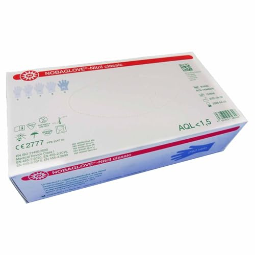 100 Piece Disposable gloves Nitrile Noba Hypo-allergenic , Color white - Medium