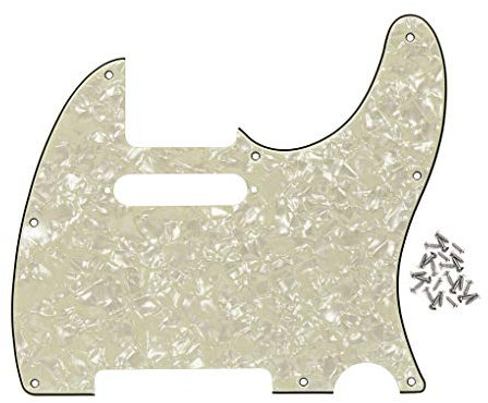 FLEOR 8-Loch 4-lagiges Uralt Perle TL Pickguard Single Coil Neck Hole Schnittschutzplatte mit Befestigungsschrauben für den Austausch von US/Mexiko Standard TL TE Plate