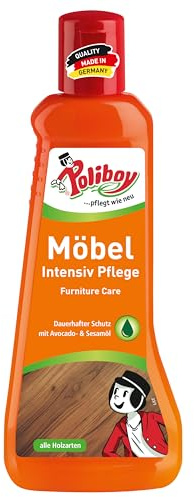 POLIBOY Möbel Intensiv Pflege - Pflegemittel für lackiertes Holz - Schützende und auffrischende Holzpflege - Farbneutral - 1x 200ml - Made in Germany