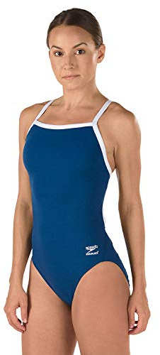 Speedo Costume da Bagno Intero da Donna, Endurance+ Flyback, Tinta Unita, per Adulti, Colori della Squadra Blu Navy