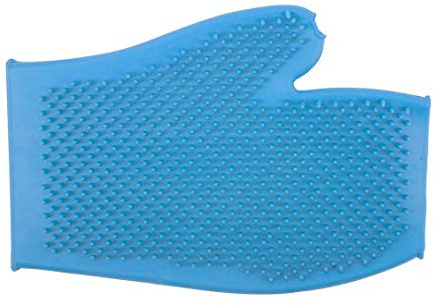 Ancol Ergo Rubber Grooming Glove for Dog Blue