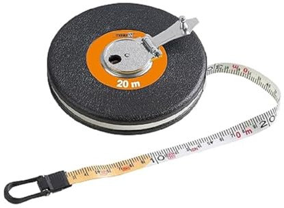 Meister Rollbandmaß - 20 m x 14 mm - orange / chromfarbig / schwarz - Glasfiberband - schlagfestes ABS-Gehäuse mit Metallkurbel - Genauigkeitsklasse: EEC III / Maßband / Bandmaß / Messband / 6575010