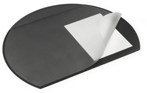 Durable 7290/01 Schreibtischunterlage mit transparenter Abdeckung, halbkreisförmig, Schwarz, 5 Stück
