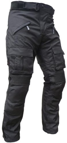 HEYBERRY Sportliche Motorradhose Schwarz mit Oberschenkeltaschen Protektoren Gr. M - 7XL