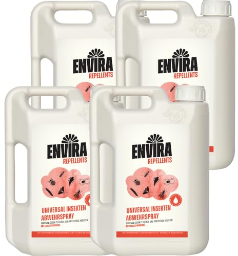 Envira Insektenspray 4 x 2 Liter - gegen Trauermücken & Silberfische daheim | Insekten Spray mit Langzeitwirkung gegen Lebensmittelmotten und Ungeziefer im gesamten Haushalt und in der Küche