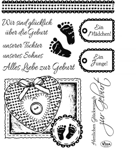 Viva Decor Clear-Stamps (Geburt II) Silikon Stempel - Prägung Stempel - DIY Dekoration stanzen - Stempel Silikon - DIY Stamp - Stempel Prägung - Designed in Germany