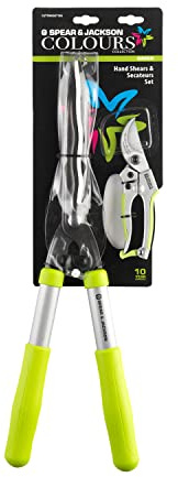 Spear & Jackson CUTTINGSET10G Colours Set Bypass-Gartenschere und Astschere, grün