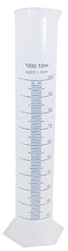 Winterworm Cilindro graduato in plastica trasparente da 1000 ml per prove di laboratorio