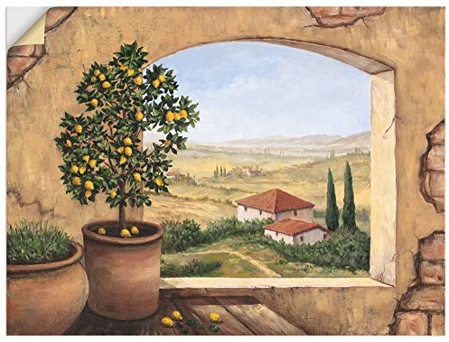 ARTland Wanddeko Wandtattoo selbstklebende Vinylfolie 80x60 cm Fensterblick Toskana Italien Malerei Fenster Landschaft T5ZG