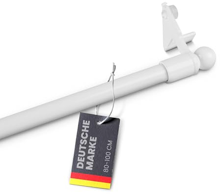 Bestlivings Klemmstange 80-100 cm, ausdrehbar/ausziehbar (Ø8/10mm) Montage ohne Schrauben, Bohren, Kleben - Metall - Gardinenstange in Weiß zum klemmen (Globe)