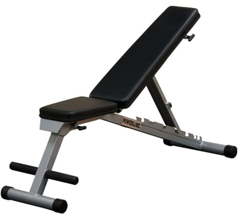 Body-Solid Powerline Folding Bench - 7-Position Adjustable Weight Bench for Home Gym, Incline/Decline, No Assembly Required, Silver/Black (Gray/Black)