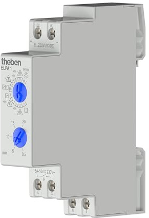 Theben 0010002 ELPA 1 Treppenlicht-Zeitschalter (TLZ) elektronisch REG | 0,5 - 20 min, 600 W LED, 10 Funktionen, Ausschaltvorwarnung, Multispannung, sofort nachschaltbar, vorzeitig abschaltbar