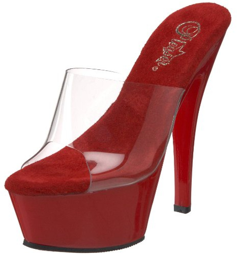 Pleaser KISS-201 damsandaler, Röd röd Clr Red, 44 EU