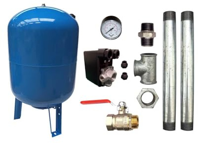 Kit Surpresseur Eau Vertical 100l - 11/4 Avec Pressostat Et Manomètre