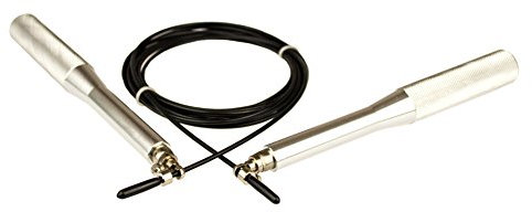 Kobert-Goods Profi Springseil SS01 Skipping Rope mit rutschfesten Griffen in Silber über 200x pro Minute machbar (geeignet für Crossfit, Boxen, Kickboxen, Mixed Martial Arts etc