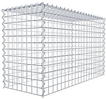 GABIONA Cesta para piedra (rectangular, malla de 5 x 5 cm, profundidad de 40 cm, cesta de cultivo tipo 3, cierre de espiral, galvanizada (100 x 60 x 40 cm)