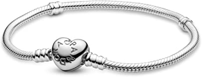 PANDORA Icons Bracciale in argento con chiusura a forma di cuore, 23