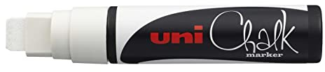 Uni-Ball 3 Stück Kreidemarker mit rechteckiger Spitze, extra breit, Chalk Marker PWE17K, 15 mm, Weiß
