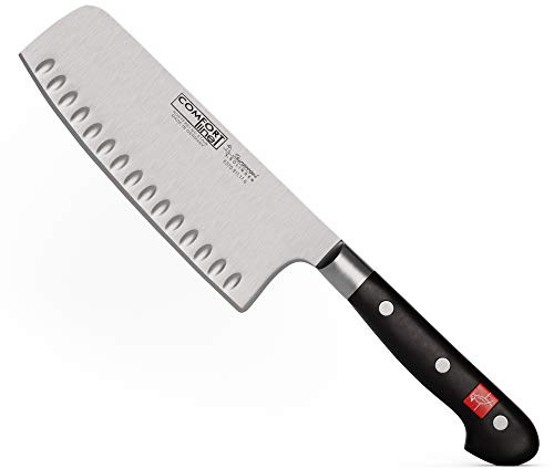 Burgvogel Solingen Comfort Line scharfes Chinesisches Kochmesser geschmiedet 17 cm, Kullenschliff, rostfrei, spülmaschinenfest, Hackmesser hochwertig, genietet, schwarz, 6370.911.17.6