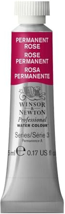 Winsor & Newton 0102502 Professional Aquarellfarbe, lebendige Wasserfarben in Künstlerqualität, hohe Farbbrillanz & Leuchtkraft, lichtecht, Archivqualität, 5ml Tube - Permanentrosa