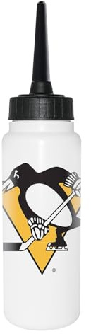 Sherwood NHL Trinkflasche 1000 ml, Pittsburgh Penguins, Eishockey Trinkflasche, Sportflasche mit NHL Club Logo, biegsamer Silikon-Trinkhalm