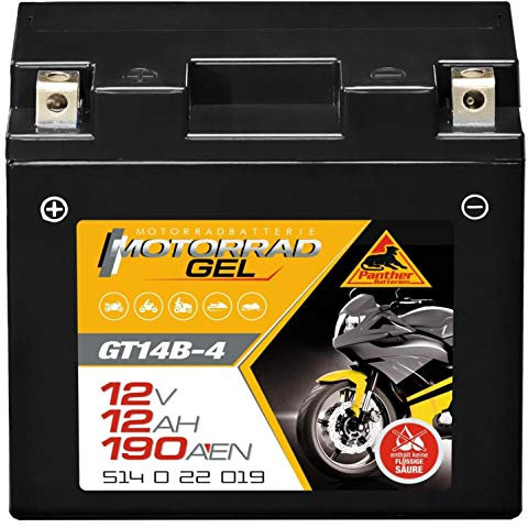 Panther Motorradbatterie Gel 12V 12Ah 51422 GT14B-4