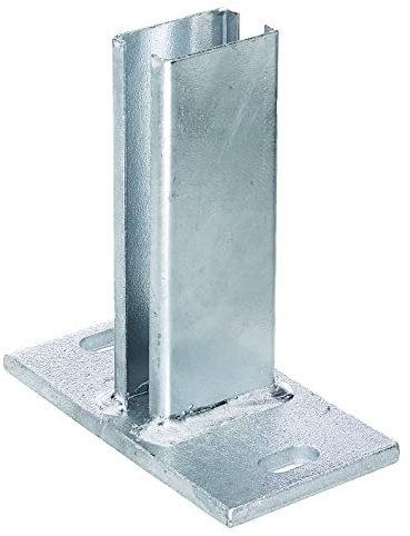 Alberts 685676 Staffa portapalo per pali per recinzione per griglie a barra doppia, da avvitare, zincata a caldo, piastra 150 x 80 mm, per pali 60 x 40 mm