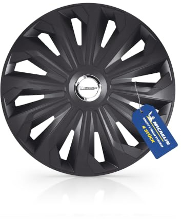 Michelin 92008 Kit d'enjoliveurs Fabienne, 4 pièces, 33,02 cm (13 pouces) avec système réflecteur N.V.S., noirs
