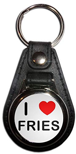 I Love Fries - Black Plastic Medallion Key Ring