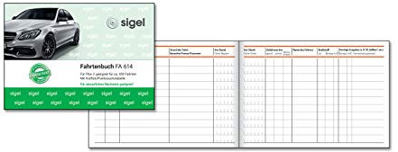SIGEL FA614 Fahrtenbuch für PKW, A6 quer, 80 Seiten - für Deutschland und Österreich, vom Finanzamt anerkannt - zur exakten Trennung geschäftlicher und privater Fahrten, aus nachhaltigem Papier