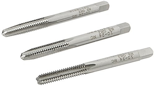 Kodiak Cutting Tools KCT201716 USA Made Hand Threading Tap Set, Includes Taper, Plug and Bottom Taps, H2 Limit, Ground Threads, High Speed Steel, 4 Flute, 10-24 Size (Pack of 3)