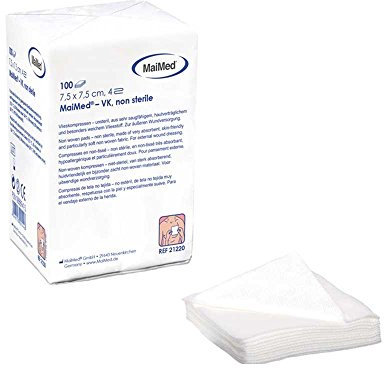 MaiMed Vlieskompressen 5x5 unsteril - 100 Stück unsterile Vlieskompressen - Wundauflage nicht haftend - Wundkompressen Gaze Verbandsmaterial