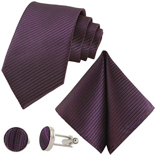GASSANI - Corbata - Rayas - para hombre Morado LILA / Aubergine / Mauve / Flieder