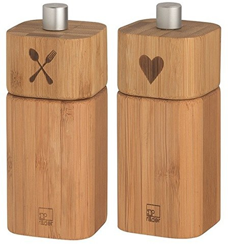 Räder kleine Salzmühle BESTECK und kleine Pfeffermühle HERZ Bambus [D]