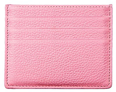 Hibate (Pink RFID Schutz Leder Kartenetui für Herren Damen Slim Mini Karten Geldbörse Kreditkartenetui
