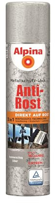 Alpina Metallschutzlack Sprühdose – Matt – Hammerschlag Silber – Anti-Rost-Lack für einen Langzeit-Korrosionsschutz – Witterungs- und UV-beständig – 400ml