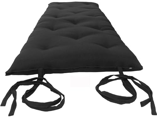 D&D Futon Furniture Cotton/Foam Traditional Japanese/Thai Floor Rolling Futon Mattresses, Yoga Meditation Mats, 3x30x80 Black