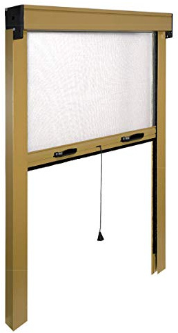 Iris Ohyama Mosquitera Enrollable de Aluminio, Modelo Delgado para Ventana, 120 x 170 cm, reductible, Color Bronce