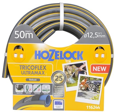 HOZELOCK – Tricoflex Ultraflex-slang, Ø 12,5 mm (1/2 tum) 50 M: Flexibel trädgårdsslang, väderbeständig, vrid- och böjbeständig, tillverkad av 40% återvunnen PVC [116244]