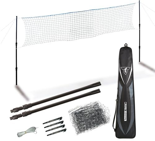 Talbot Torro Teleskop-Netz-Set, höhenverstellbares Freizeit-Netz für Badminton, Höhe: 1,25-1,55m, Breite 6,10m, Komplettset in Tasche, 449599